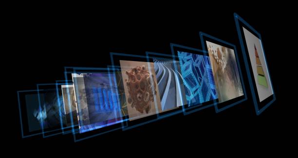 Multiple screens virtual media projection concept. stock photo