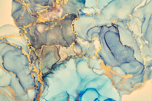 istock Natural  luxury abstract fluid art painting in alcohol ink technique. Tender and dreamy  wallpaper. Mixture of colors creating transparent waves and golden swirls. For posters, other printed materials 1289902061