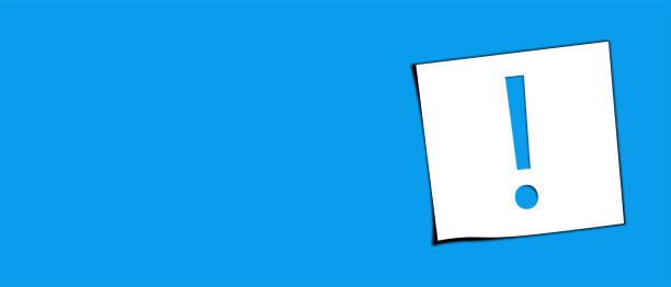 Reminder sticker with exclamation mark. Vector isolated illustration. Sticker with question mark on blue panoramic background. Reminder sticker with exclamation mark. Vector isolated illustration. Sticker with question mark on blue panoramic background reminder-stamp stock illustrations