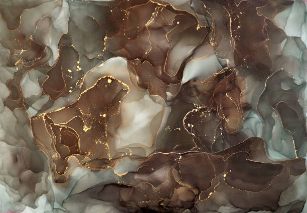 istock Natural  luxury abstract fluid art painting in alcohol ink technique. Tender and dreamy  wallpaper. Mixture of colors creating transparent waves and golden swirls. For posters, other printed materials 1289903412