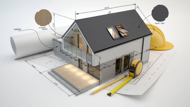 istock 3d model of a house with plans. Architecture concept 1289904436