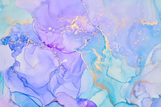 istock Natural  luxury abstract fluid art painting in alcohol ink technique. Tender and dreamy  wallpaper. Mixture of colors creating transparent waves and golden swirls. For posters, other printed materials 1289906195