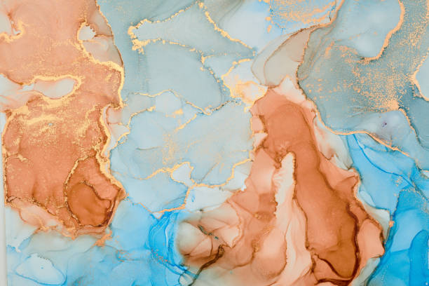 istock Natural  luxury abstract fluid art painting in alcohol ink technique. Tender and dreamy  wallpaper. Mixture of colors creating transparent waves and golden swirls. For posters, other printed materials 1289907446