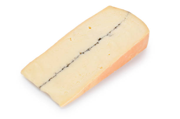 morbier cheese on white - morbier stock-fotos und bilder