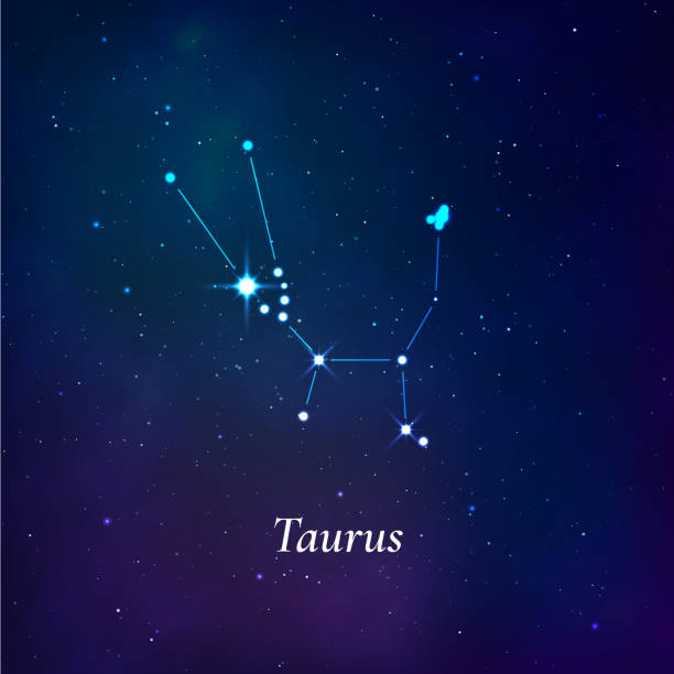 istock Taurus sign. Stars map of zodiac constellation on dark blue background. Vector 1289907829