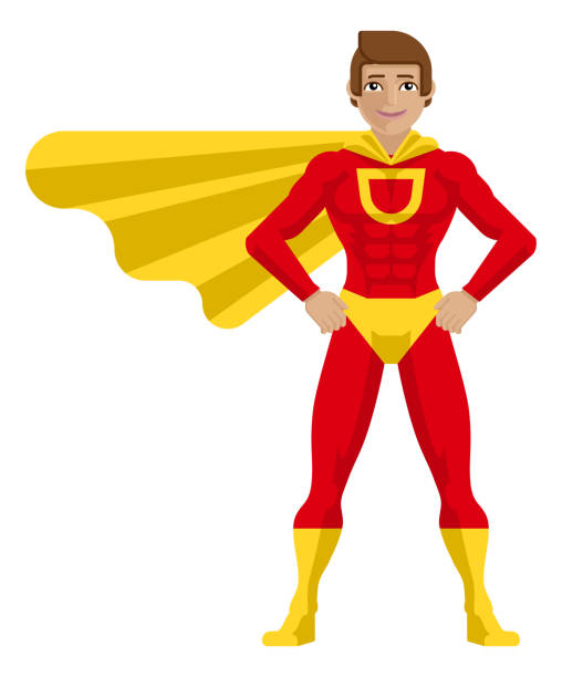 super hero man kreskówka - fun red men cape stock illustrations