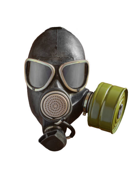 istock Old Soviet gas mask isolated on white background. 1289910454