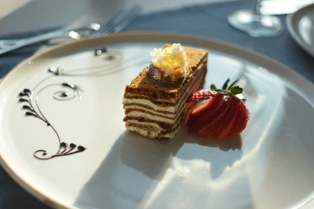 istock Honey cake piece with strawberry. 1289911480