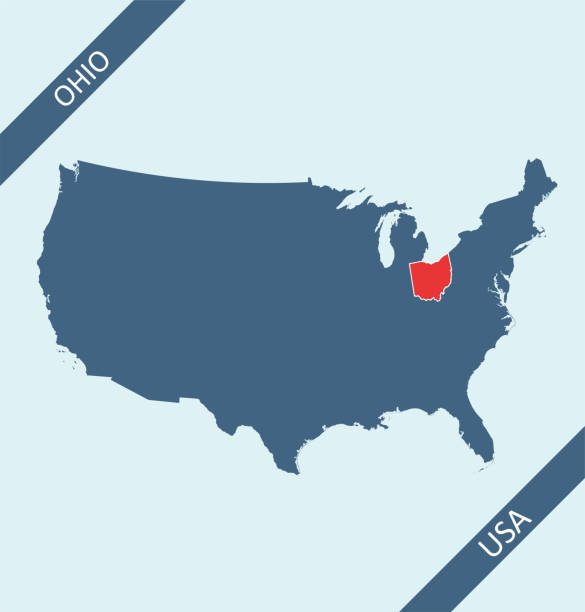 Ohio location on USA map Highly detailed downloadable and printable map of Ohio state of United States of America for web banner, mobile, smartphone, iPhone, iPad applications and educational use. The map is accurately prepared by a map expert. youngstown stock illustrations