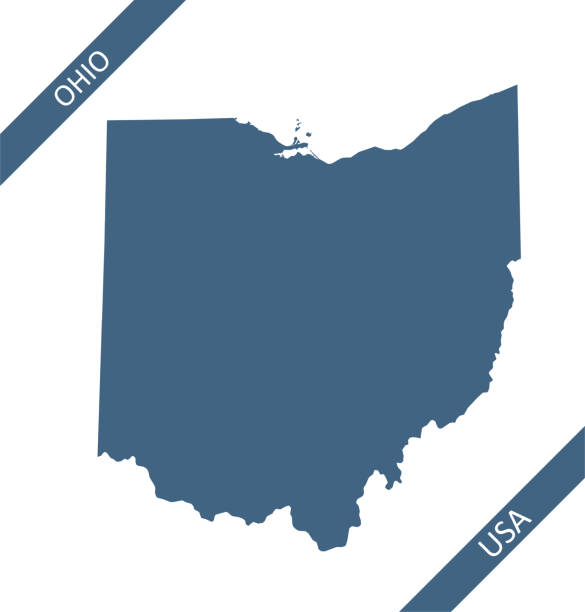 オハイオ州の空白マップ - elyria点のイラスト素材／クリップアート素材／マンガ素材／アイコン素材