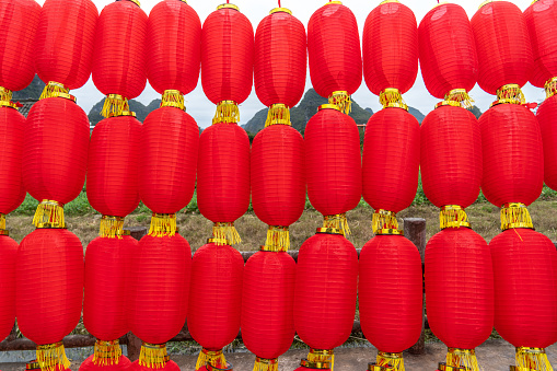 A large red Chinese lantern