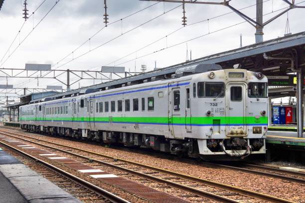 Iwamizawa-city, Hokkaido, Japan - June 27, 2020 : Local train (KIHA 40) at the Iwamizawa station