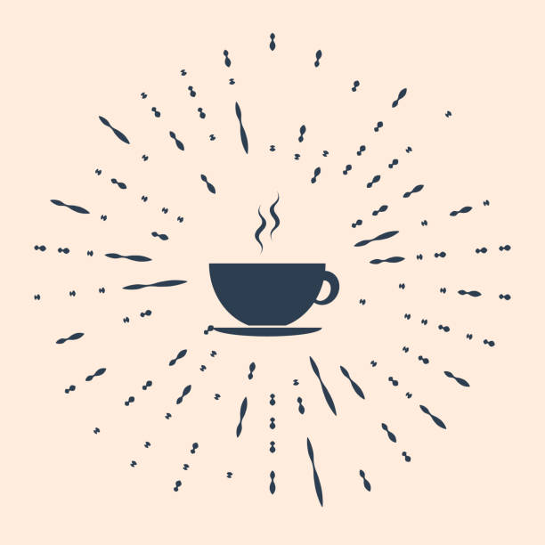 ilustraciones, imágenes clip art, dibujos animados e iconos de stock de icono de la taza de café negro aislado sobre fondo beige. taza de té. caliente - coffee aromatherapy black black coffee