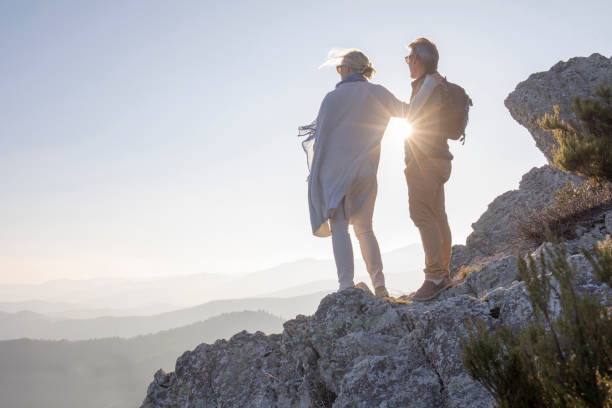 Free Stock Photo of Couple Standing on Mountain Top | Download Free ...