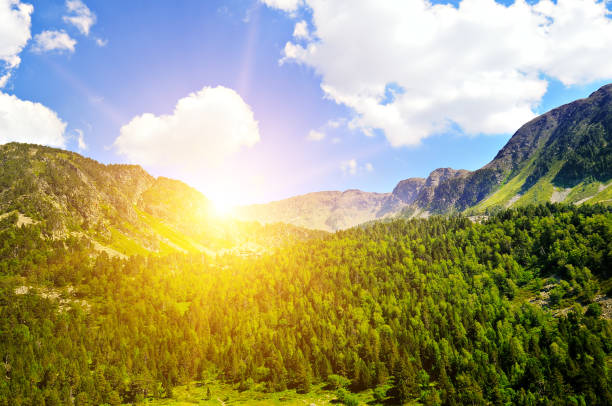 istock Beautiful sunrise over the mountain range. The concept is travel. 1289921972