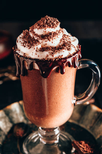 istock Milkshake with chocolate and whipped cream, dark photo 1289922893