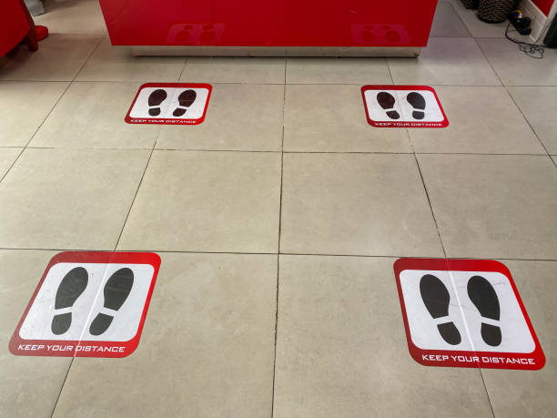 istock Footprint icons on floor for social distancing during Coronavirus outbreak 1289924188