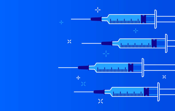 백신 주사 주사기 배경 - syringe injecting vaccination cold and flu stock illustrations