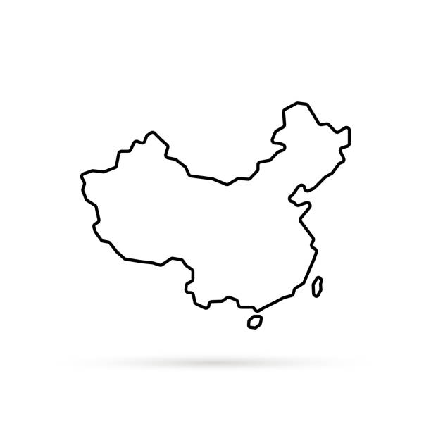 illustrazioni stock, clip art, cartoni animati e icone di tendenza di semplice icona della mappa lineare cinese - travel locations europe china beijing