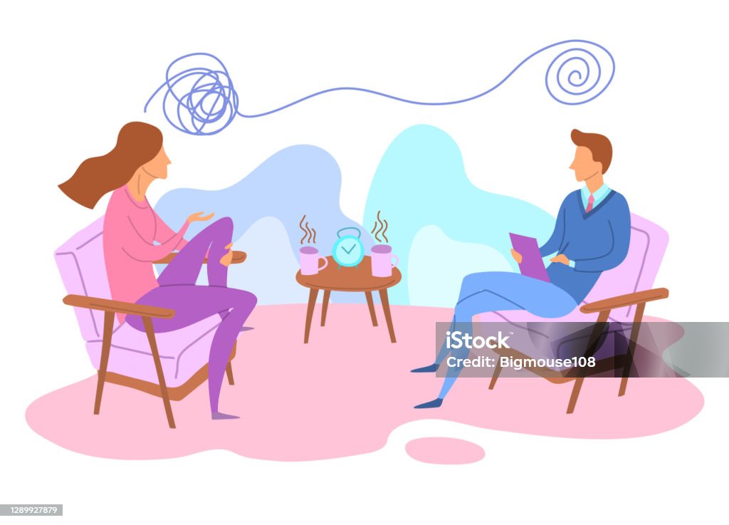 Cartoon Color Characters People And Psychotherapy Counseling Concept Vector  Stock Illustration - Download Image Now - iStock