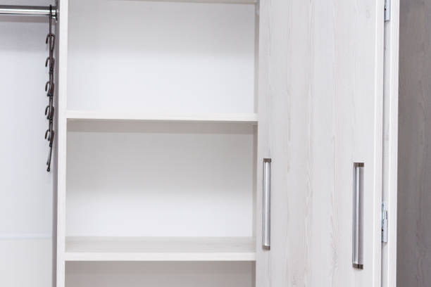 istock White wooden wardrobe with sliding doors 1289929266