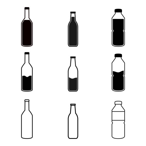 ilustrações, clipart, desenhos animados e ícones de conjunto de ícones de garrafas. - packaging bottle plastic wine