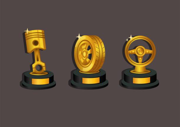 istock Automotive racing golden thropy award symbol icon set concept illustration vector 1289933039