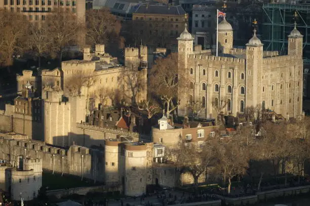 An aerial view of the Tower of London