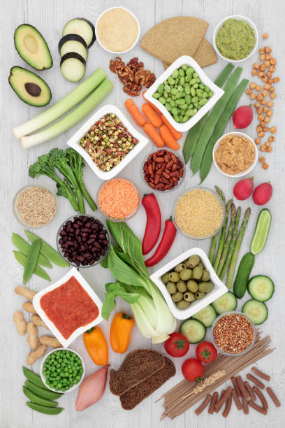 aliments santé diabétiques à faible glycémie pour les végétaliens - carbohydrate diabetes pasta food photos et images de collection