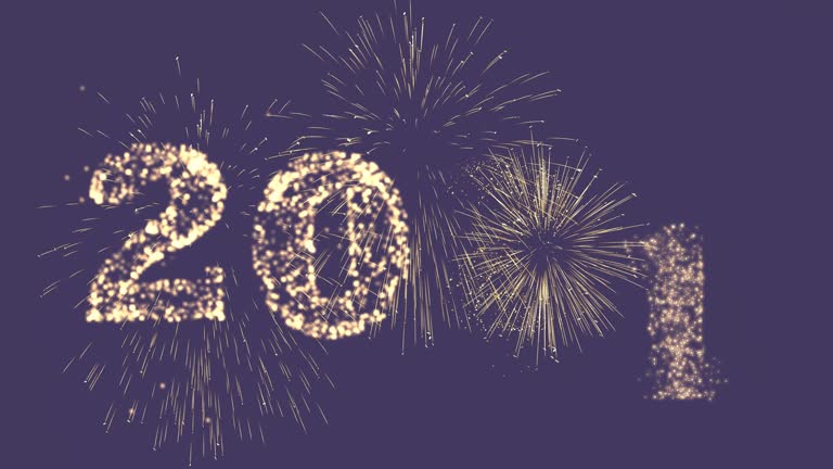 Christmas and New Year's Eve fireworks animation set of text numbers from 2021 to 2025