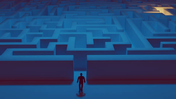 istock Man is ready for a challenge as he faces a big and complicated maze 1289937794