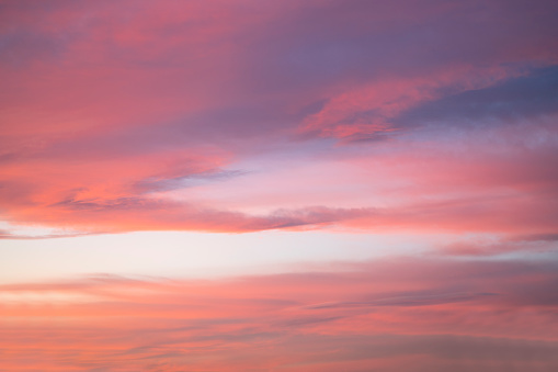 Violet purple sky in morning scenery Vibrant colorful blue sky summer time on sunrise. Natural beautiful landscape. Beauty purple sky romantic dramatic landscape cloudy outdoor paradise in sunset