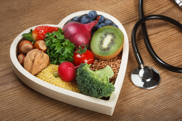 istock Healthy food in heart shaped bowl 1289940430