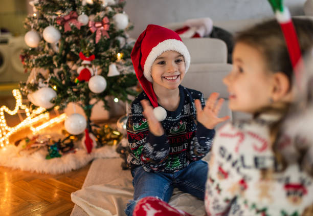 istock Happy children on Christmas Eve 1289942314
