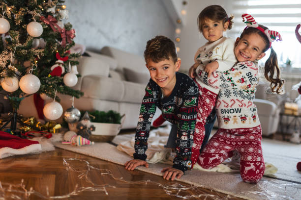 istock Happy children on Christmas Eve 1289942358