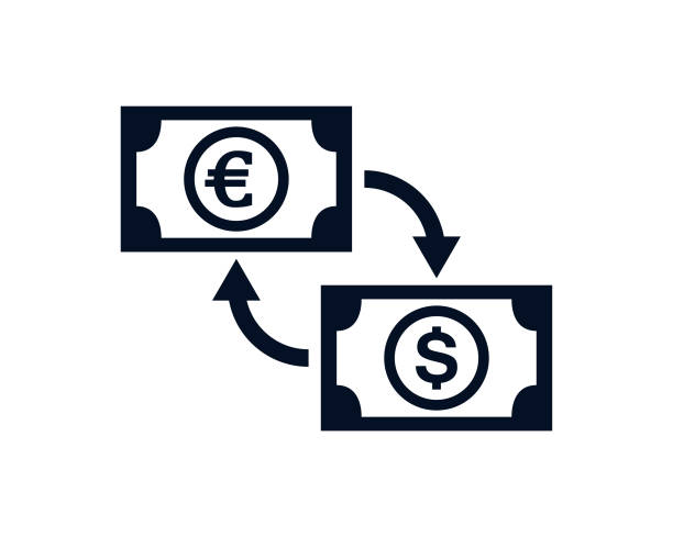 ilustrações de stock, clip art, desenhos animados e ícones de us dollar currency exchange with european union currency (euro) - currency exchange currency european union currency dollar