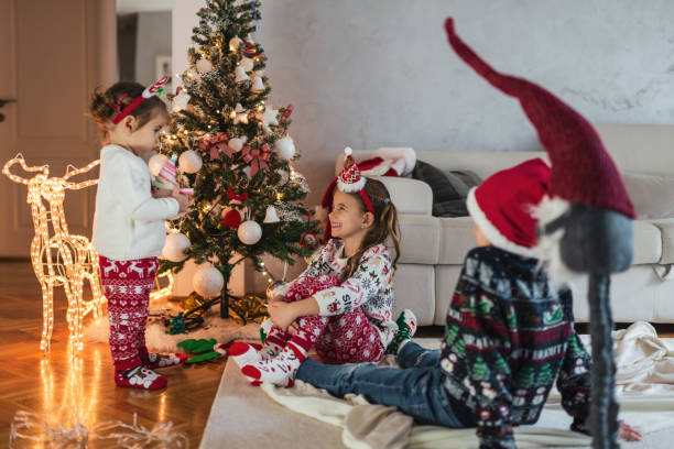 istock Happy children on Christmas Eve 1289943686