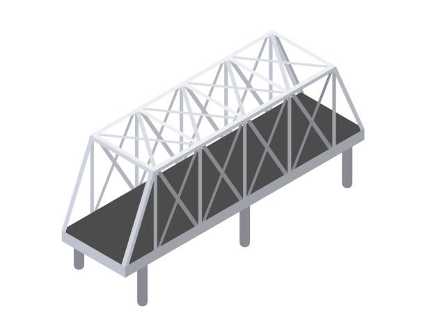 ilustrações, clipart, desenhos animados e ícones de ícone da ponte isométrica vetorial. 3d elemento de desenho isolado de uma infraestrutura urbana moderna para jogos ou aplicativos. objeto de organização de transporte da cidade, travessia de estradas, arquitetura de construção - concrete curve highway symbol