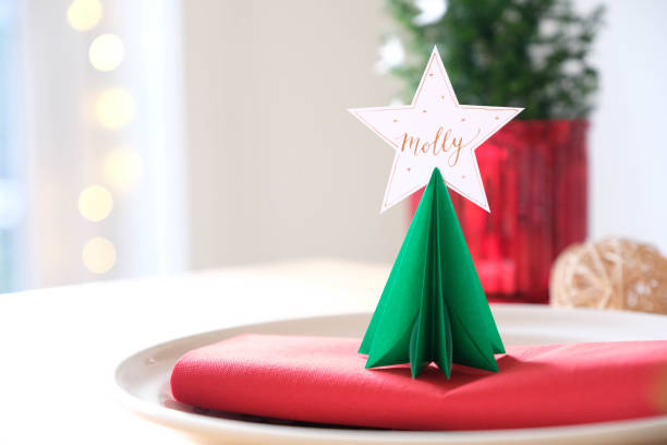 Origami Christmas tree place card