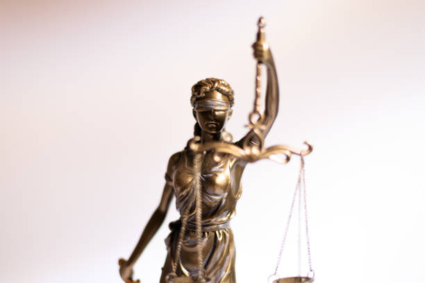 istock Close-up of a justice figure shines from sunlight 1289946759
