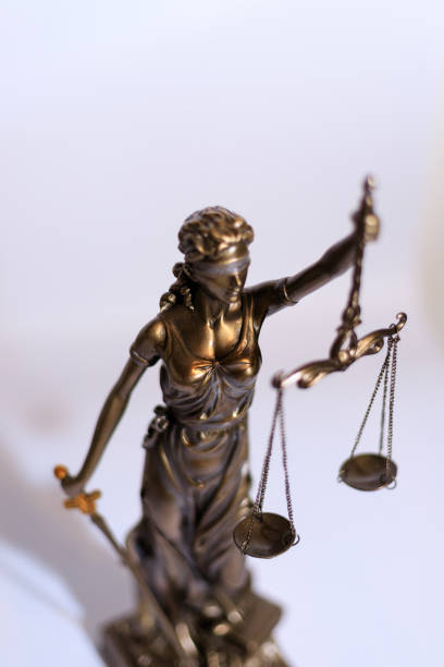istock Close-up of a justice figure shines from sunlight 1289946835