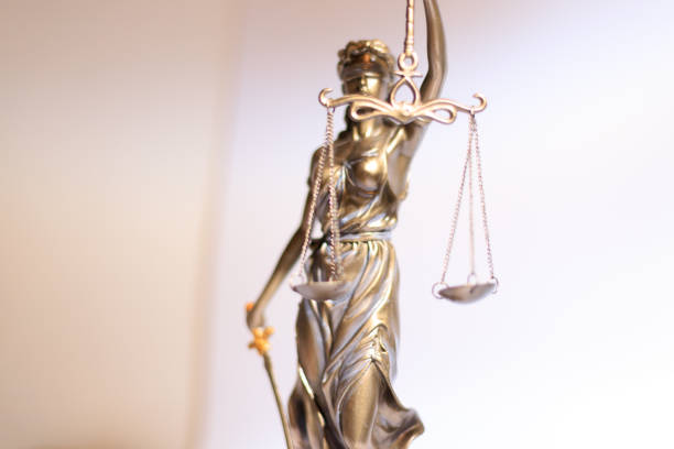 istock Close-up of a justice figure shines from sunlight 1289947775