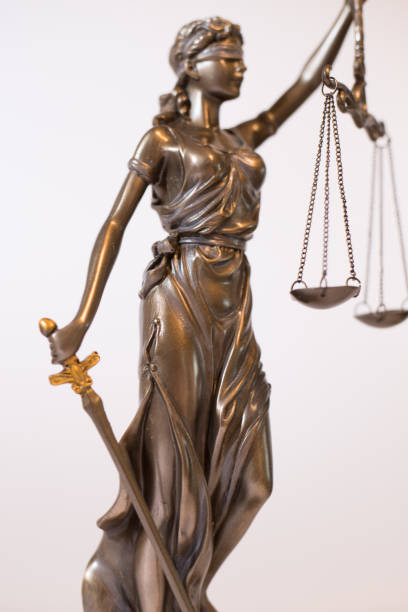 istock Close-up of a justice figure shines from sunlight 1289948222