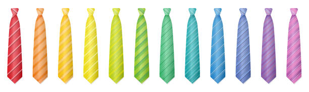 istock Ties set. Rainbow gradient spectrum of twelve colorful cravats or neckties. Isolated vector illustration on white background. 1289949261