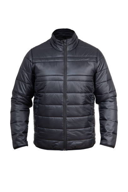 Black men sport winter jacket, isolated white