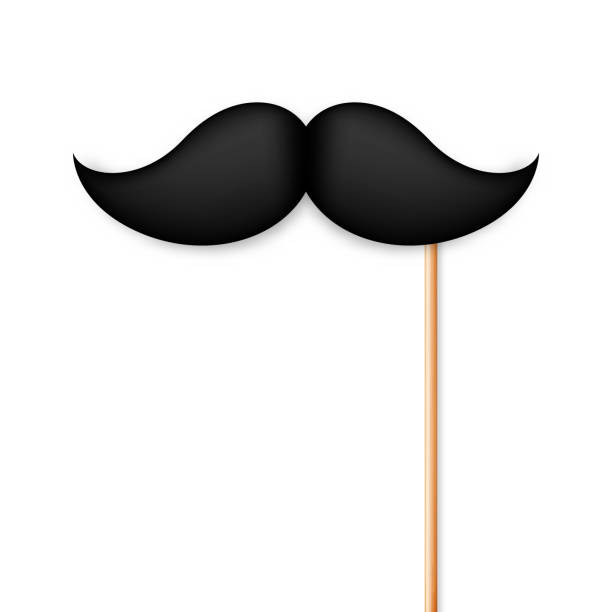 istock Realistic fake mustache on a stick. Vintage paper mustache isolated on white background. Vector illustration 1289952264
