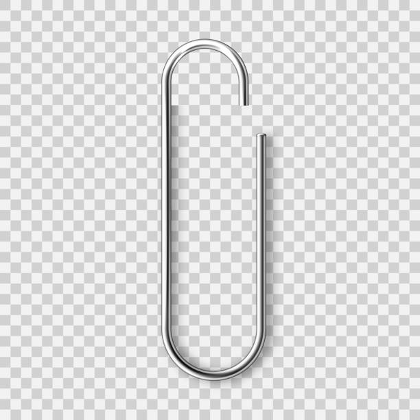 istock Realistic metal paper clip isolated on transparent background. Page holder, binder. Vector illustration 1289955115