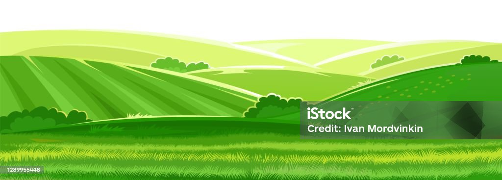Vector Rural Hills Rural Hills Scenery Vector Pasture Grass For Cows And A Place For A ...