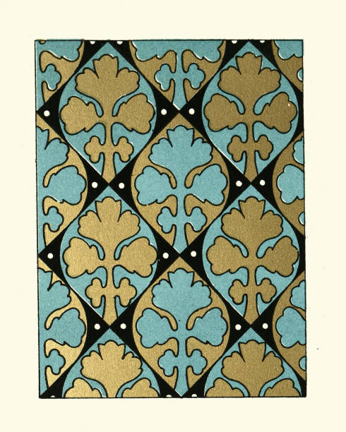 istock Luxury Victorian gold and turquoise floral pattern, 19th Century decorative art 1289955609