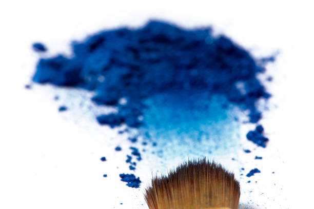 Makeup brushes on white background